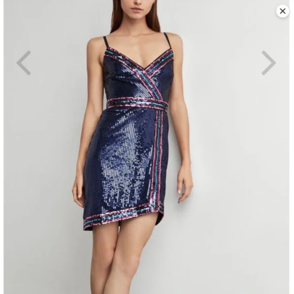 BCBG Sequin Cocktail Dress Pink & Navy Size 2